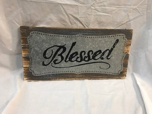 Blessed Wood and Tin Wall Sign