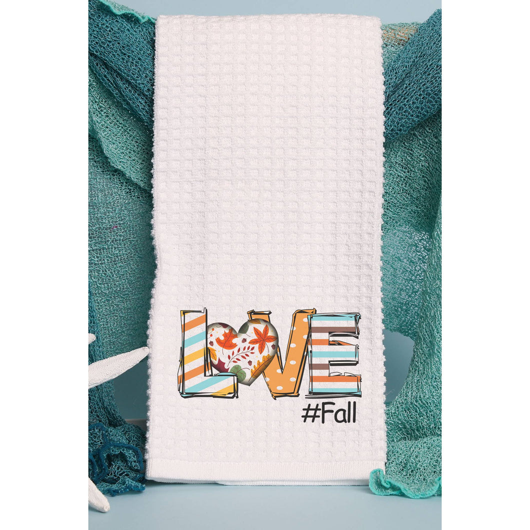 Love Fall Waffle Weave Kitchen Towel