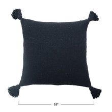 Load image into Gallery viewer, Black Recycled Cotton Blend Pillow w/ Tassels