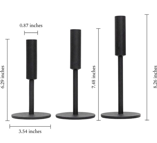 Black Modern Taper Candle Set