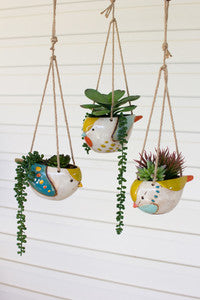 Hanging Bird Planters-Set of 3