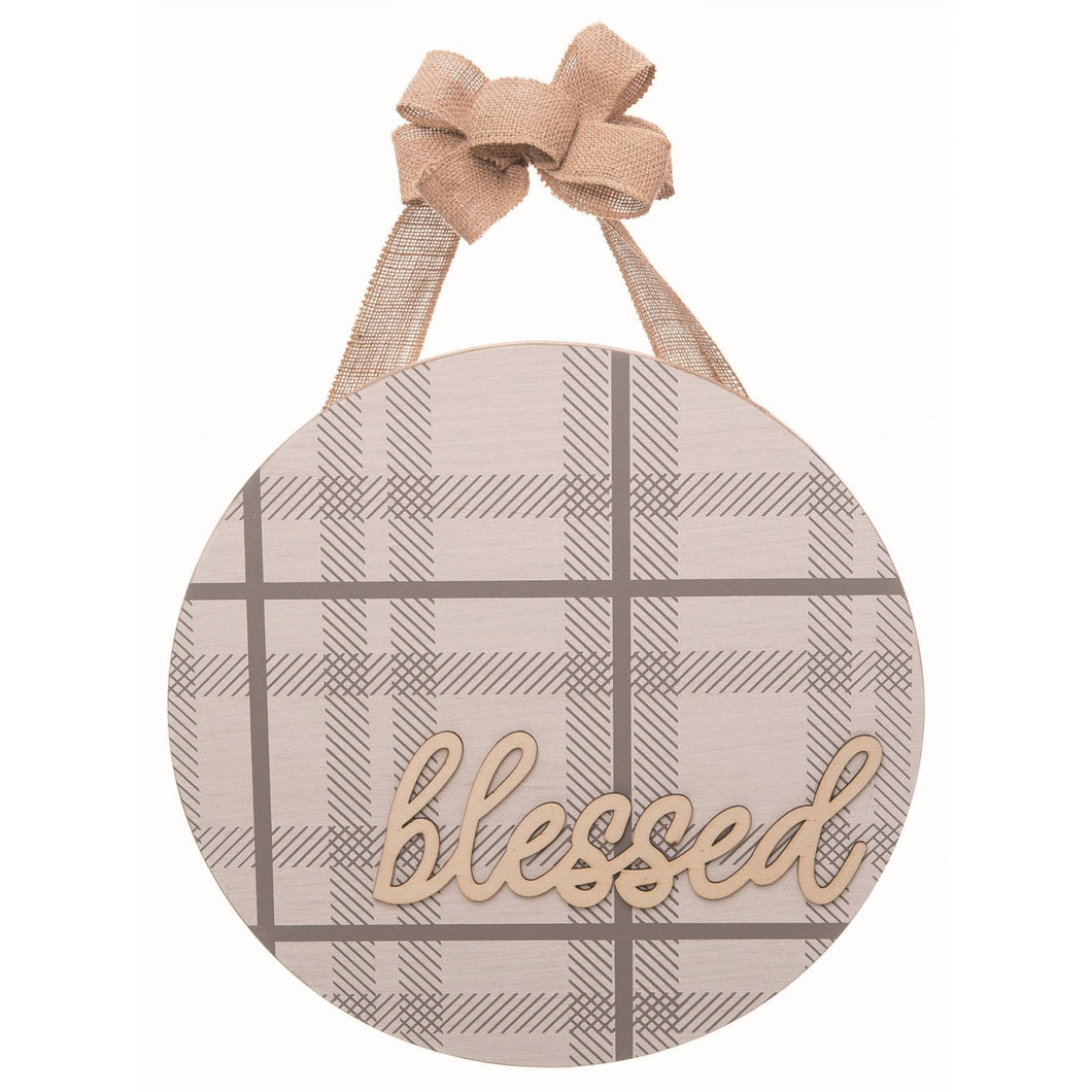 Round Plaid Blessed Wall Art
