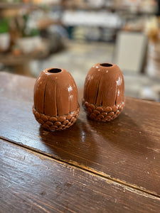 Ceramic Acorn Taper Candle Holder