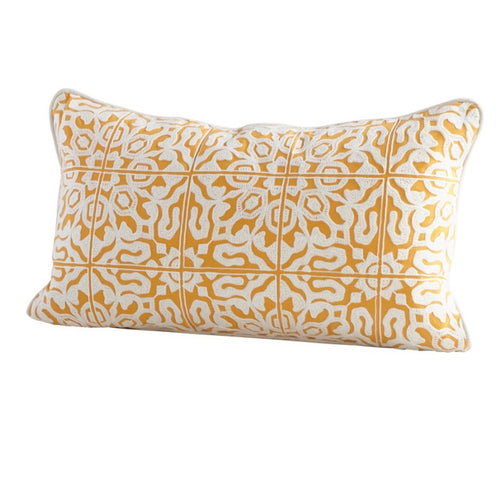 Yellow Embroidered Kidney Pillow Cover