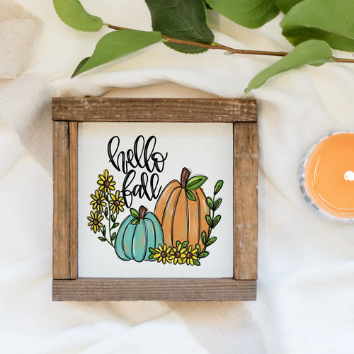 Hello Fall Wood Wall Sign