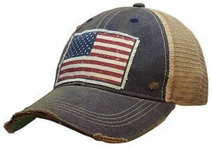 Distressed Trucker Cap-Flag