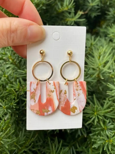 Coral Clay Mod U Earrings