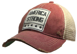Distressed Trucker Cap-America Strong