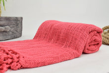 Load image into Gallery viewer, Turkish Throw Blanket- Deep Coral