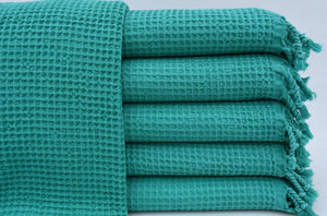 Turkish Bath Towel- Waffle Weave Turquoise