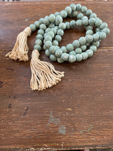Wood Beaded Garland-Sage