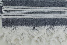 Load image into Gallery viewer, Turkish Bath Towel- Medium Blue and White Stripe