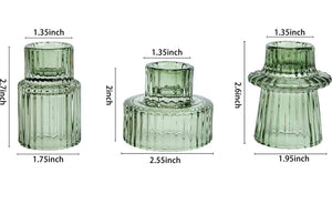 Green Glass Taper Candle Set