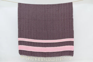 Turkish Bath Towel- Maroon & pink