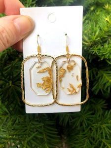 Gold Flaked Chandelier Earrings