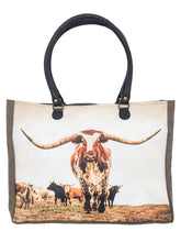 Load image into Gallery viewer, Texas Longhorn Recycled Tent Market Tote