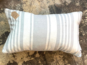 White and Grey Striped Kidney Pillow