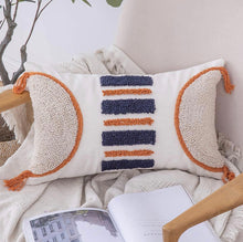 Load image into Gallery viewer, Navy &amp; Orange Moroccan Tribal Kidney Pillow