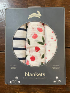 Muslin Blanket Set- Cherry/Stripe/Dot