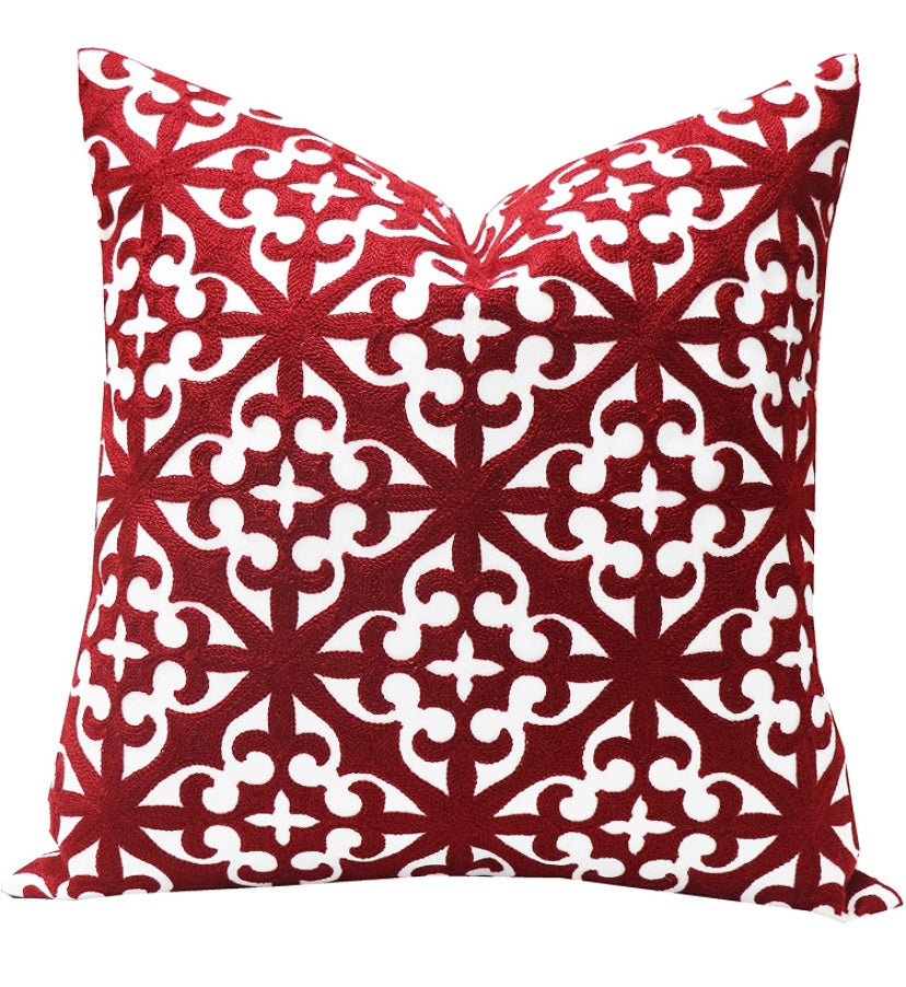 Red and White pillow cover