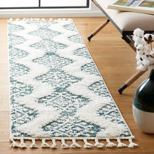 Load image into Gallery viewer, Teal &amp; Cream Shag Moroccan Runner
