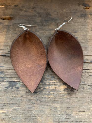 Brown Nubuck Leather Earring