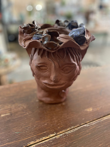 Handmade Elf w/ Flowers Vase