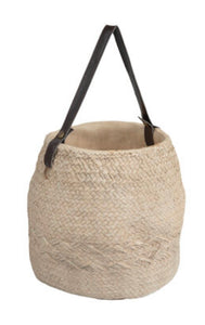 Basket Weave Cement Pot w/ Strap