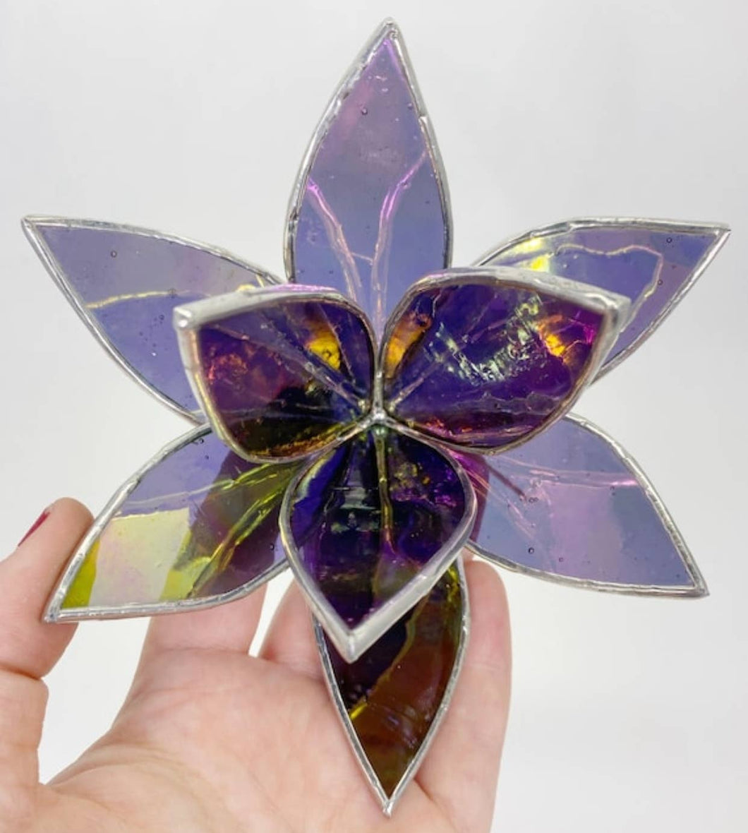 Purple Iridescent Stained Glass Succulent 3D