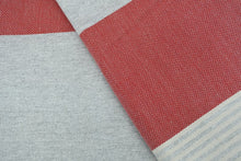 Load image into Gallery viewer, Turkish Bath Towel- Red, Grey and Cream