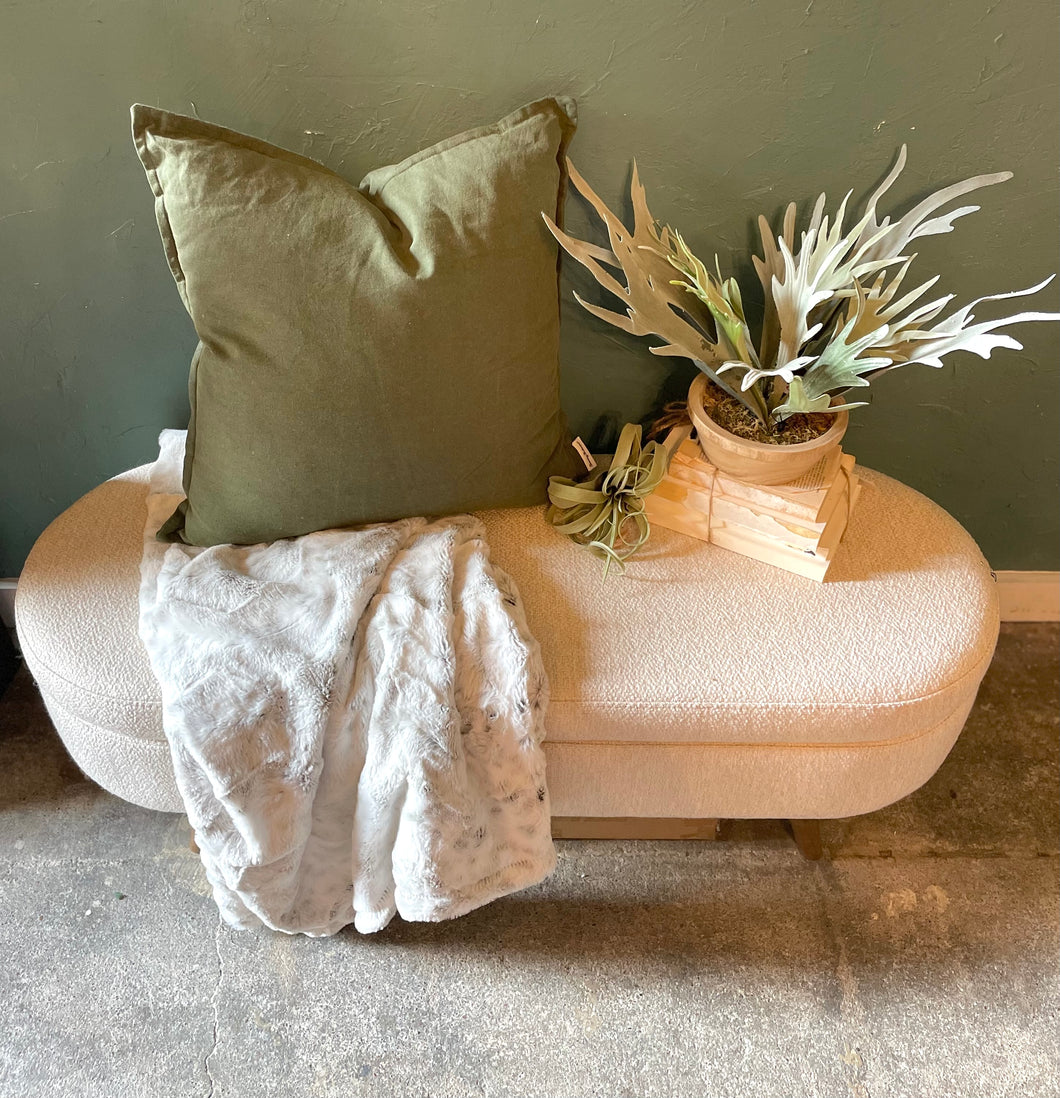 Olive Green Throw Pillow w/ Flange