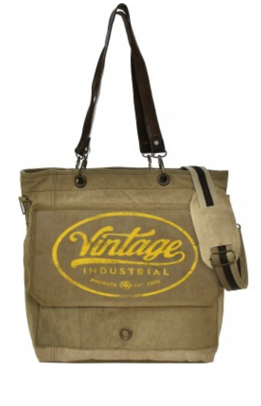Yellow Vintage Industrial Print Crossbody/Messenger Bag