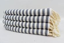 Load image into Gallery viewer, Turkish Hand Towel- Grey and White Stripe