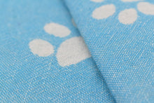 Load image into Gallery viewer, Turkish Bath Towel- Turquoise and White Paw Print