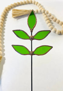 Stained Green Glass Sprig Stem