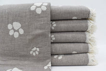 Load image into Gallery viewer, Turkish Bath Towel- Taupe Paw Print