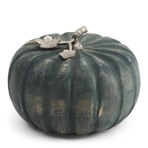 Navy Blue Wood Pumpkin