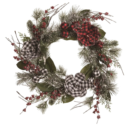 Buffalo Plaid Poinsettia Wreath