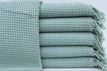 Load image into Gallery viewer, Turkish Bath Towel- Waffle Weave Misty Mint