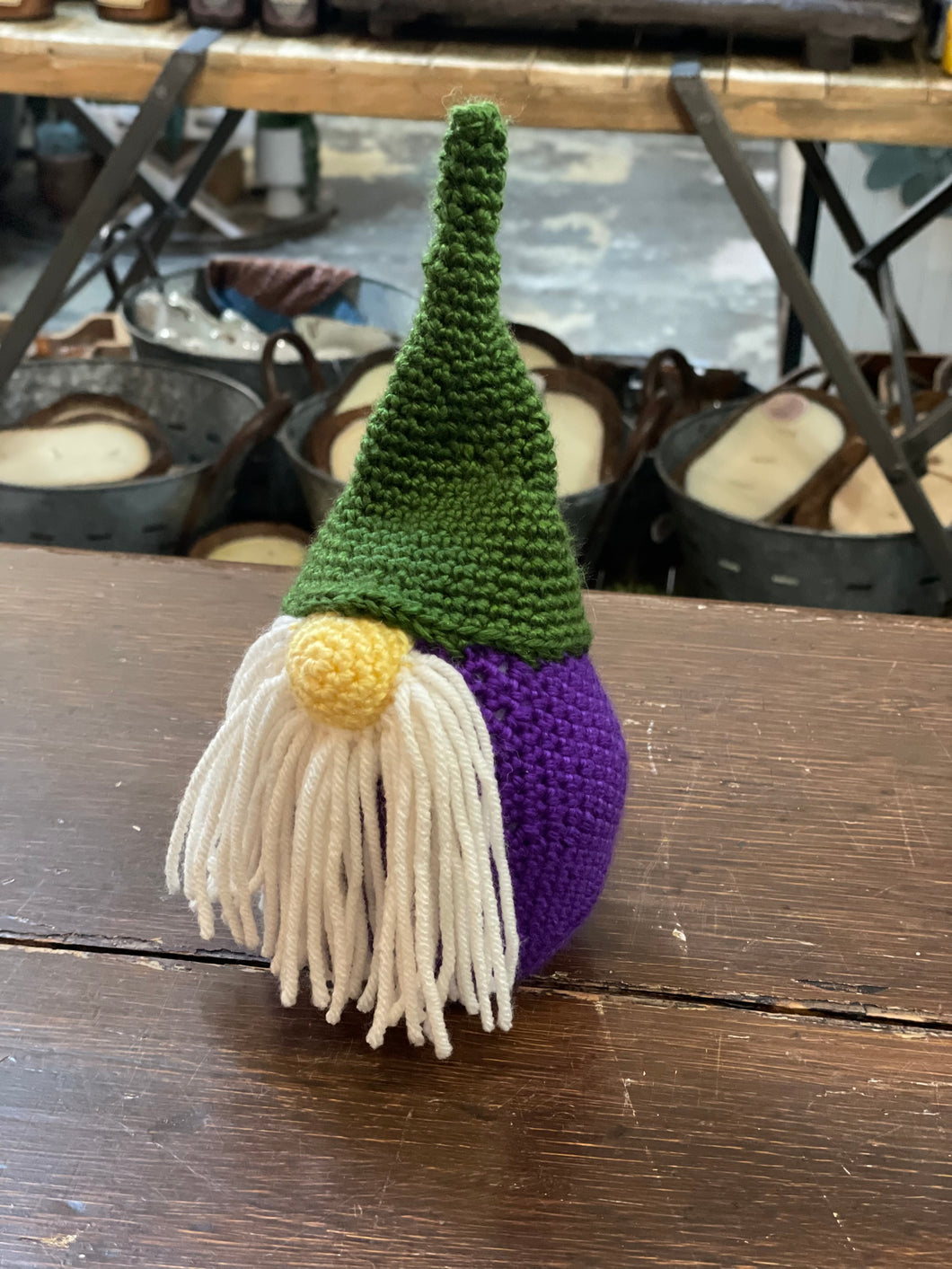 Green & Purple Knitted Gnome