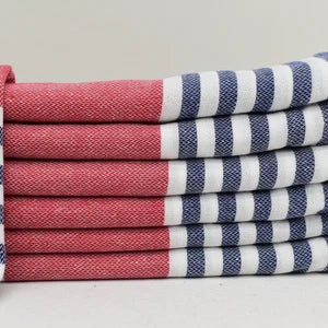 Turkish Hand Towel-Red, Blue & White
