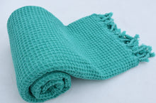 Load image into Gallery viewer, Turkish Bath Towel- Waffle Weave Turquoise