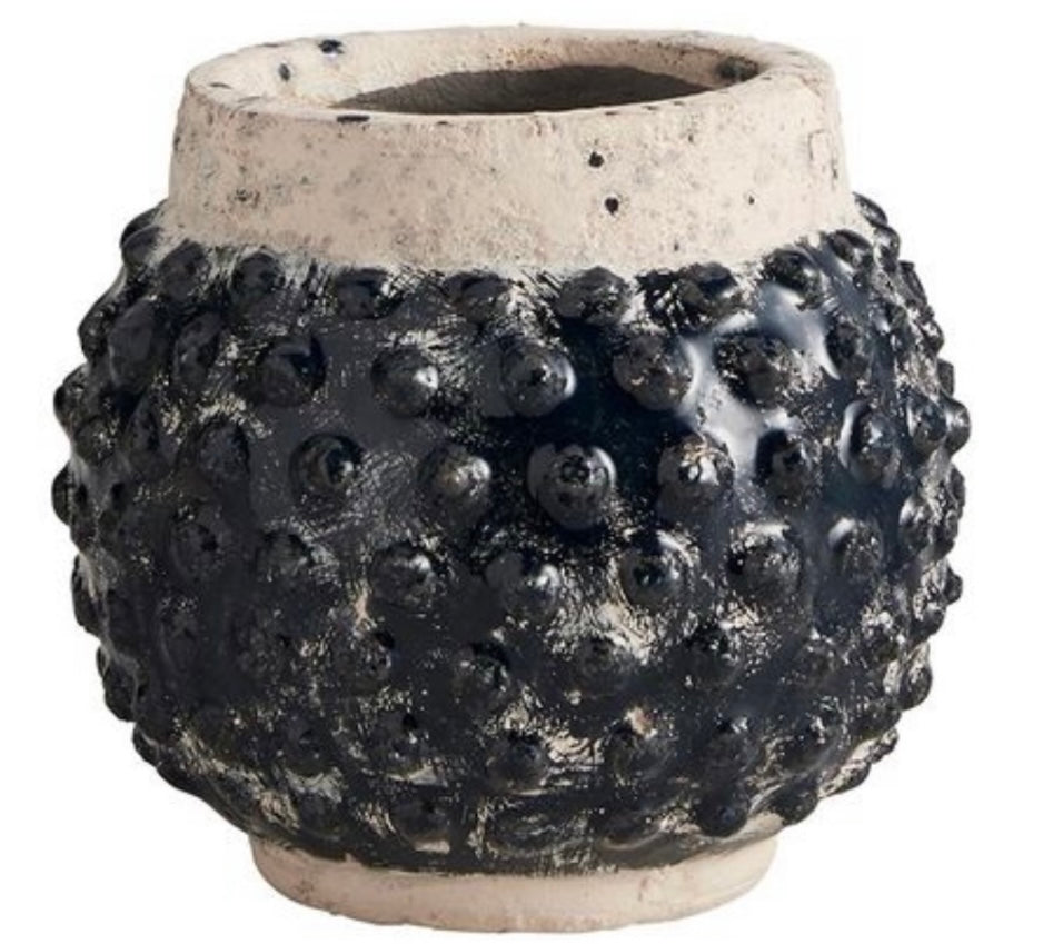 Black Nubby Ceramic Pot