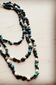 Turquoise & Freshwater Pearl Triple strand Necklace