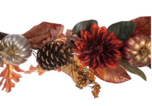 Dahlia, Magnolia & Pinecone Garland