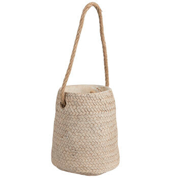 Basket Weave Cement Pot with Rope