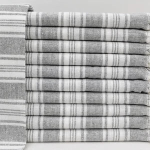 Turkish Bath Towel- Grey & White Striped