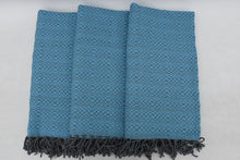 Load image into Gallery viewer, Turkish Bath Towel-Turquoise and Grey