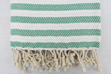 Load image into Gallery viewer, Turkish Bath Towel- Green Stripe
