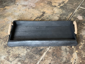 Black Wood Tray w/ Handles